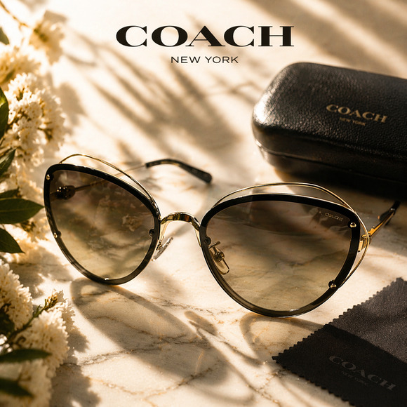 Coach HC7086 L1037 90058E Aviator Sunglasses Smoked Lens 60-18-140 Case + Cloth main image 6